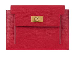 Hermes Kelly Pocket Wallet in Rouge Casaque Epsom, U(2022), B, 4*